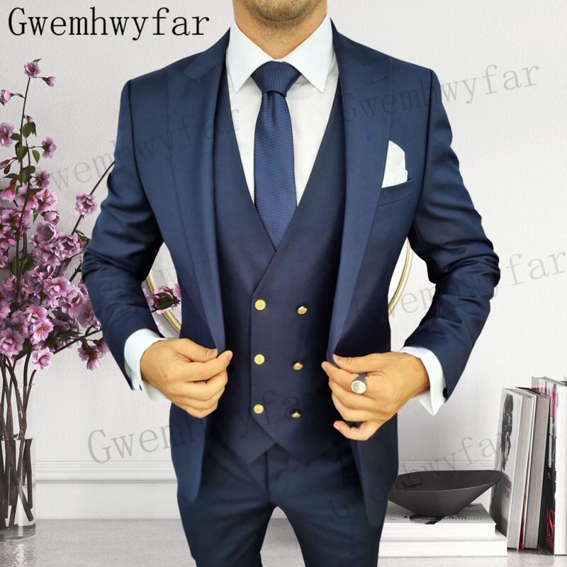 Formal Men Party Wear Jacket - Gwenhwyfar Groomsmen Peaked Lapel Tuxedo Men