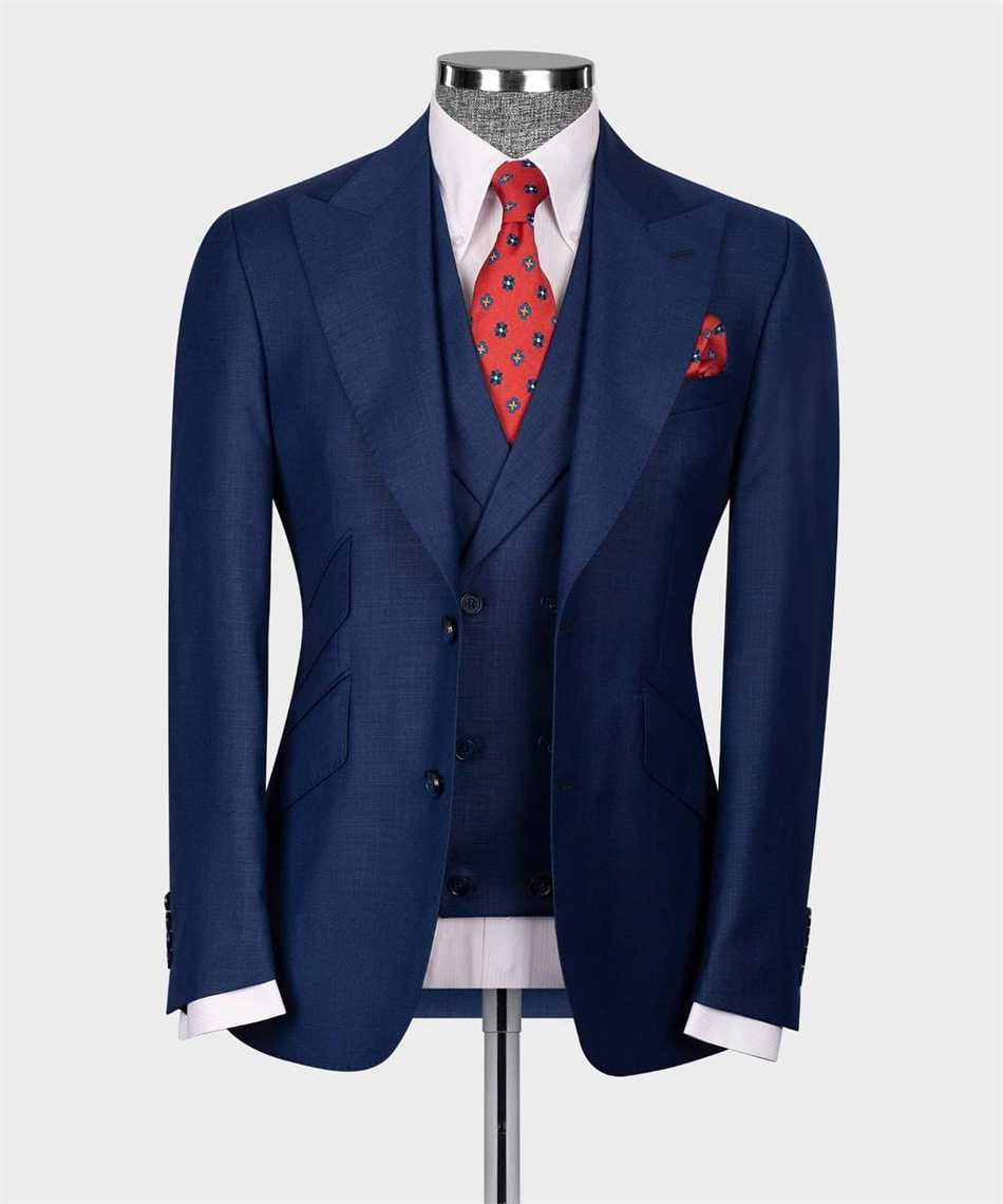 Men Formal Wear Blue - Elegant Navy Blue Classic Wedding Tuxedo