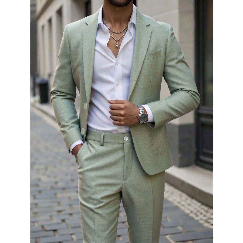Large Men Formal Wear - Business Men's Solid Color Suit &