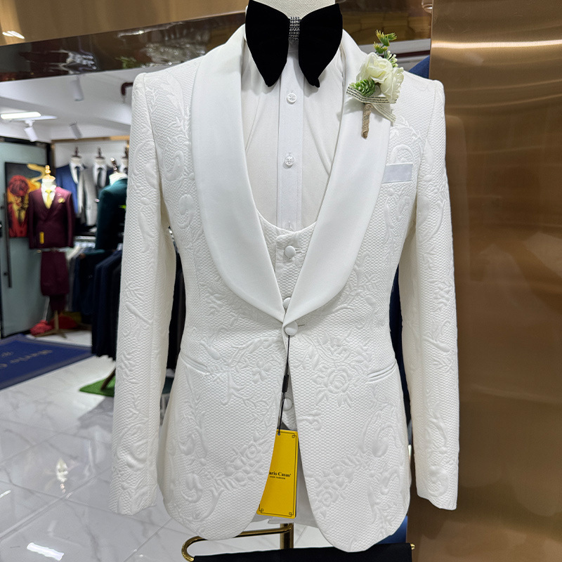 Formal Men Party Wear Jacket - Men Wedding Suit White 3 Piece