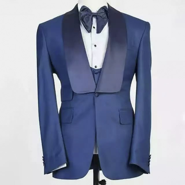 Blue Jacket Set Man Suit Shawl - đánh giá và giá Men Formal Wear Blue