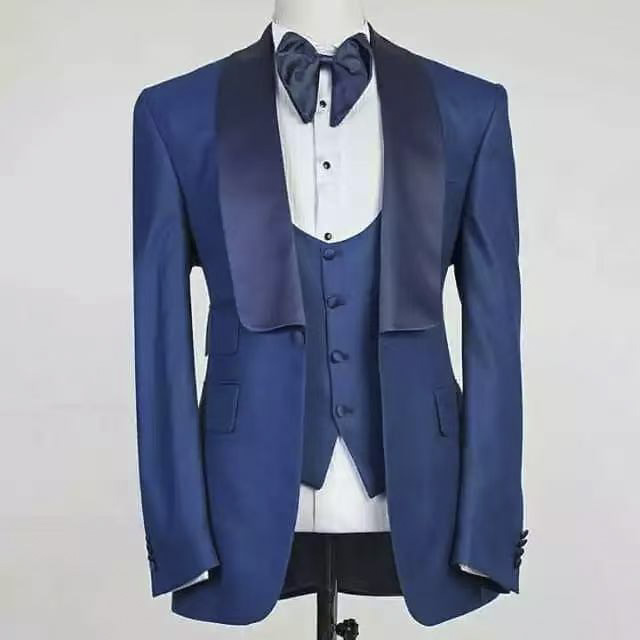 Blue Jacket Set Man Suit Shawl - đánh giá và giá Men Formal Wear Blue