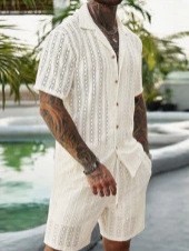 Men Crochet Knit 2 Piece Set L - đánh giá và giá Men'S Formal Beach Wear