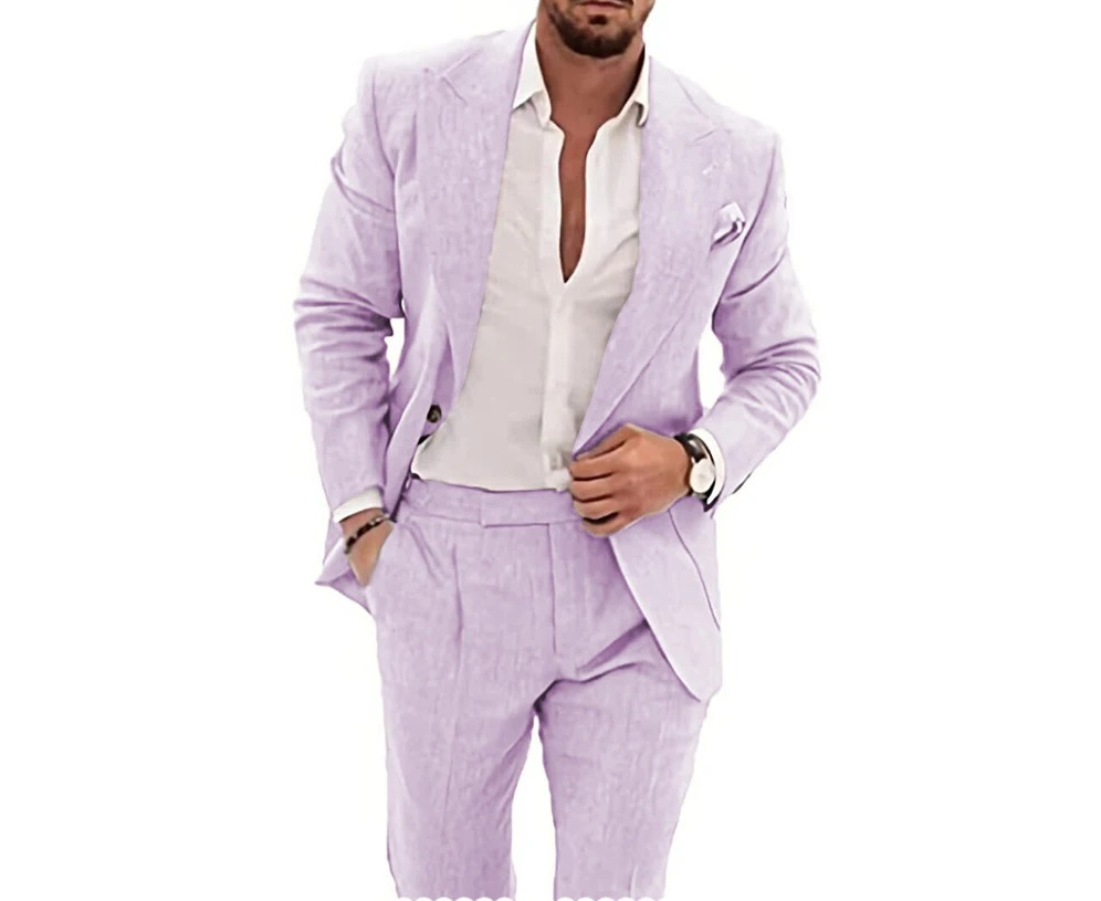 Casual Men's Flax Suits 2 Piec - đánh giá và giá Men'S Formal Beach Wear