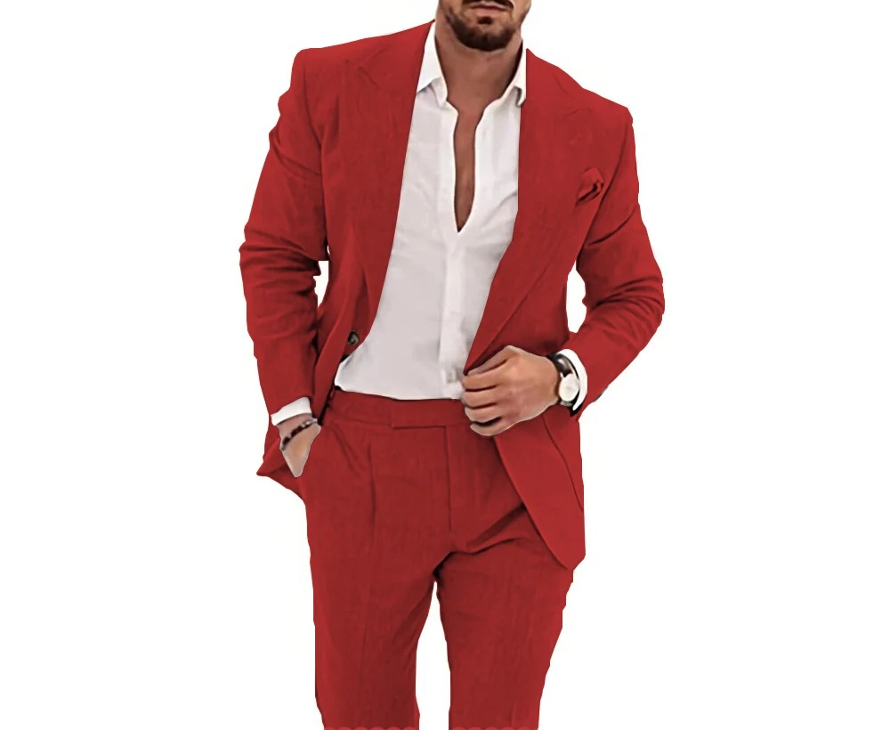 Casual Men's Flax Suits 2 Piec - đánh giá và giá Men'S Formal Beach Wear