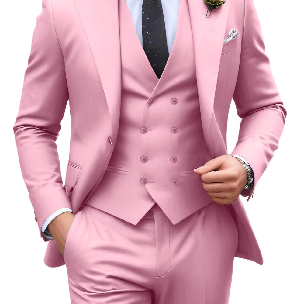 3 Pieces Solid Color Men Suits - đánh giá và giá Formal Men Party Wear Jacket