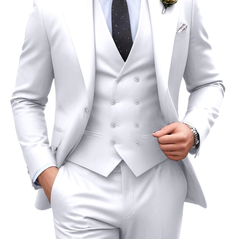 3 Pieces Solid Color Men Suits - đánh giá và giá Formal Men Party Wear Jacket